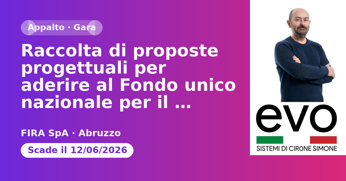 Raccolta di proposte progettuali per aderire al Fondo unico nazionale per il turismo