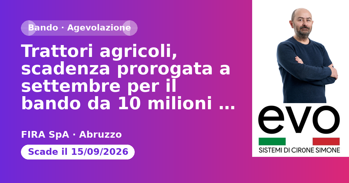 Trattori agricoli, scadenza prorogata a settembre per il bando da 10 milioni su sicurezza e ammodernamento