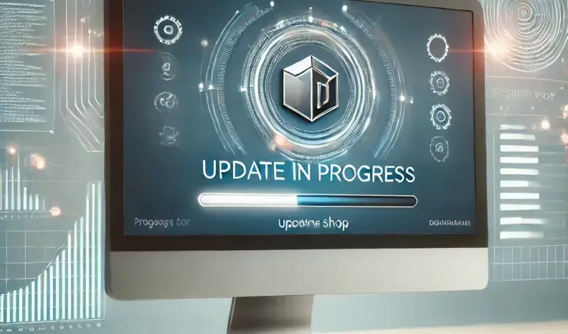 immagine che rappresenta il processo di aggiornamento di PrestaShop.