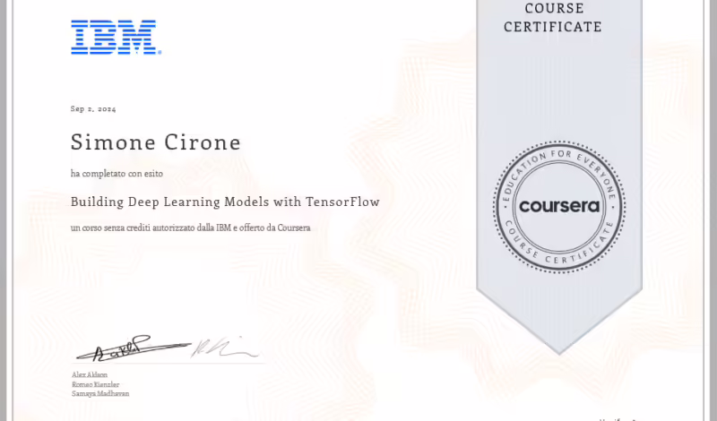 Certificazione IBM Building Deep Learning Models with TensorFlow - Simone Cirone