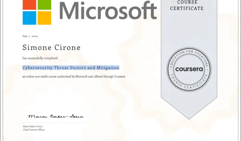 Cybersecu rity Threat Vectors and Mitigation Simone Cirone