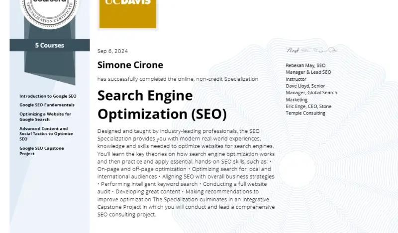 Search Engine Optimization SEO Simone Cirone University of California, Davis