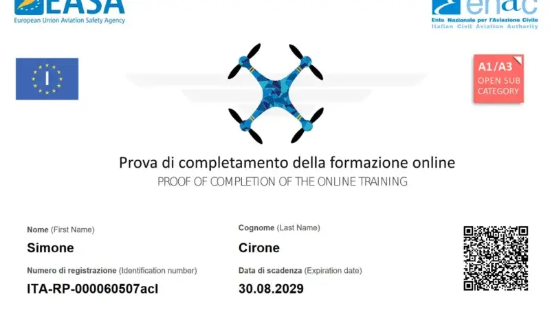 Certificazione ENAC-EASA: Sicurezza e Competenza nell'Utilizzo dei Droni - Pilota Droni Simone Cirone