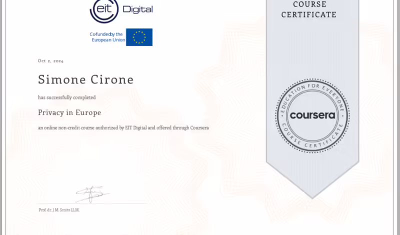 Certificazione Privacy in Europe Simone Cirone