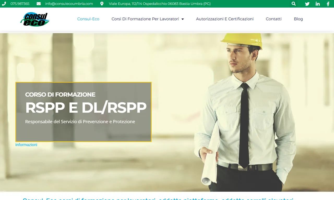 Screenshot della parte alta del sito Consul-Eco, case study Evo Sistemi