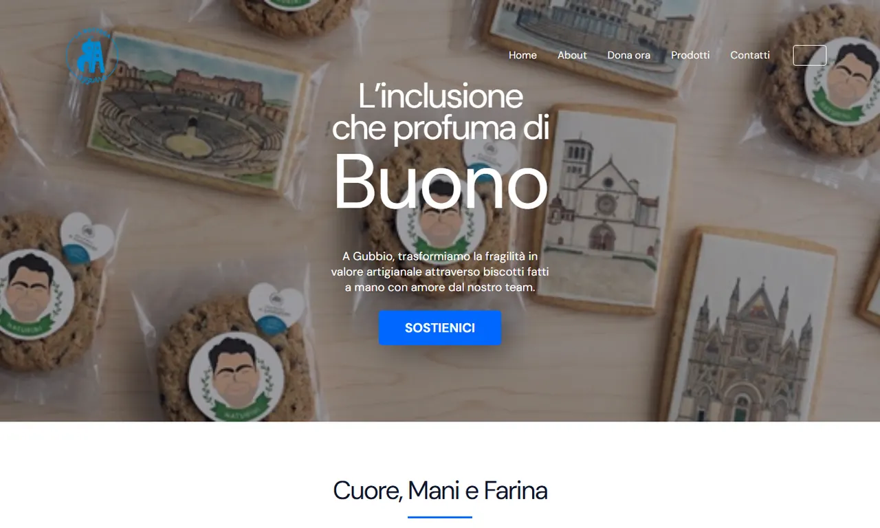 Screenshot della parte alta del sito La Bottega Azzurra, case study Evo Sistemi