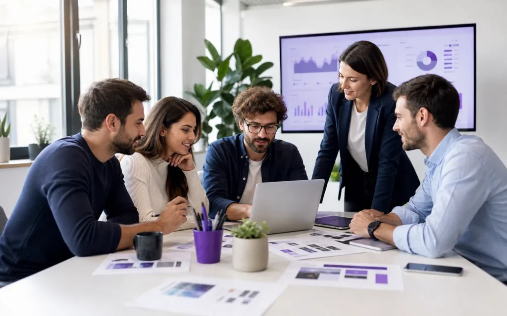 Team web agency al lavoro su progetto sito aziendale, UX e analytics