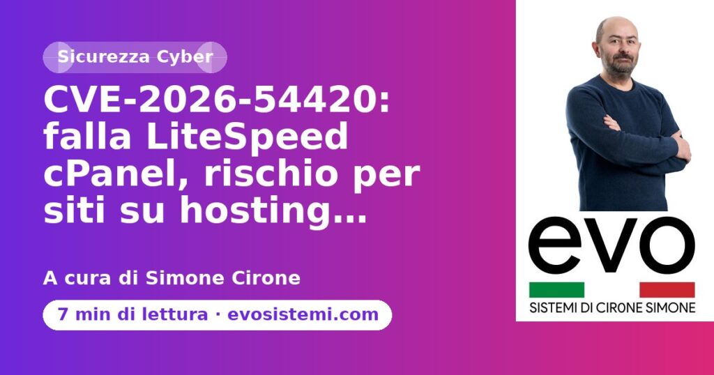 CVE‑2026‑54420: falla LiteSpeed cPanel, rischio per siti su hosting…