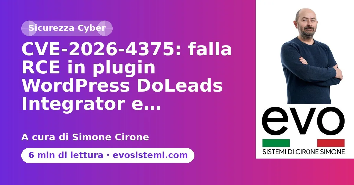 CVE‑2026‑4375: falla RCE in plugin WordPress DoLeads Integrator e…