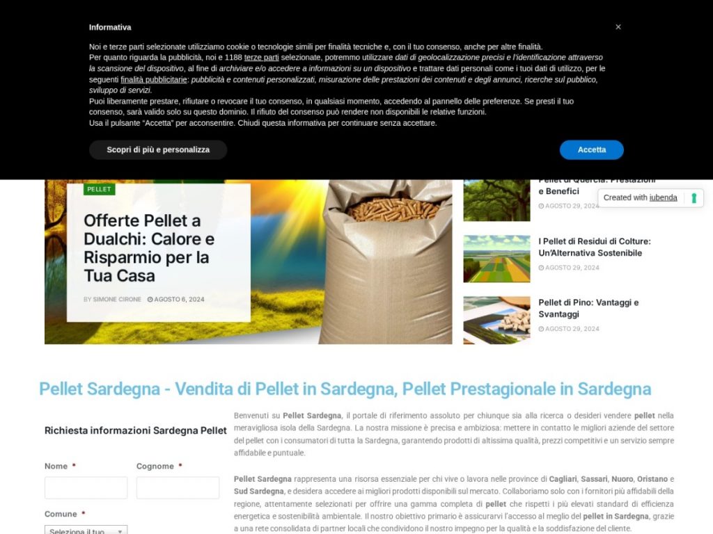 Screenshot del sito Sardegna Pellet