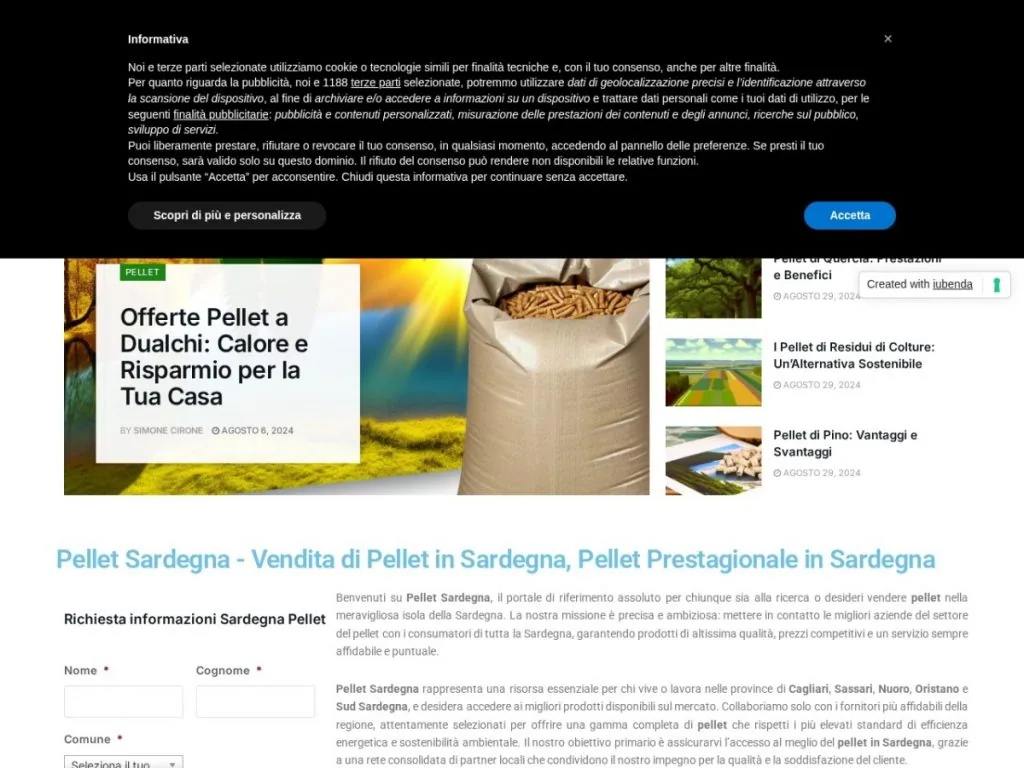Screenshot del sito Sardegna Pellet