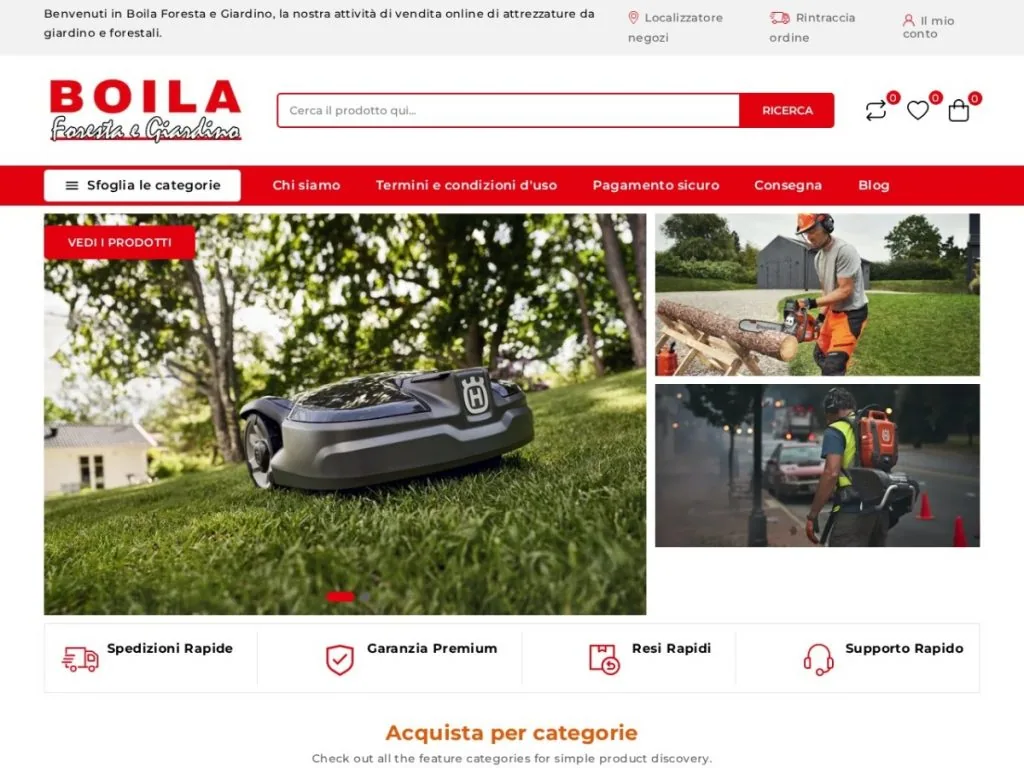 Screenshot del sito Boila Foresta e Giardino