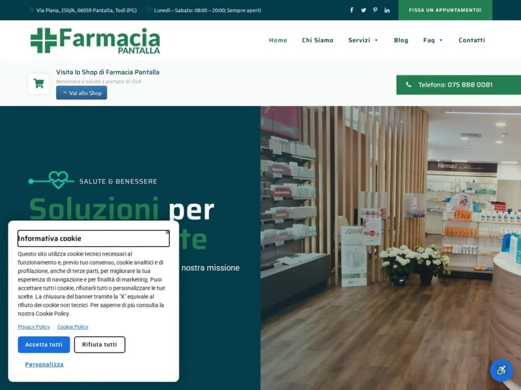Screenshot del sito Farmacia Pantalla