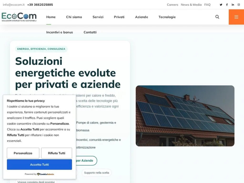 Screenshot del sito Ecocom Energia