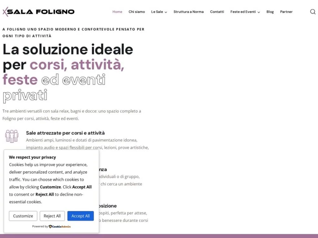 Screenshot del sito Sala Foligno