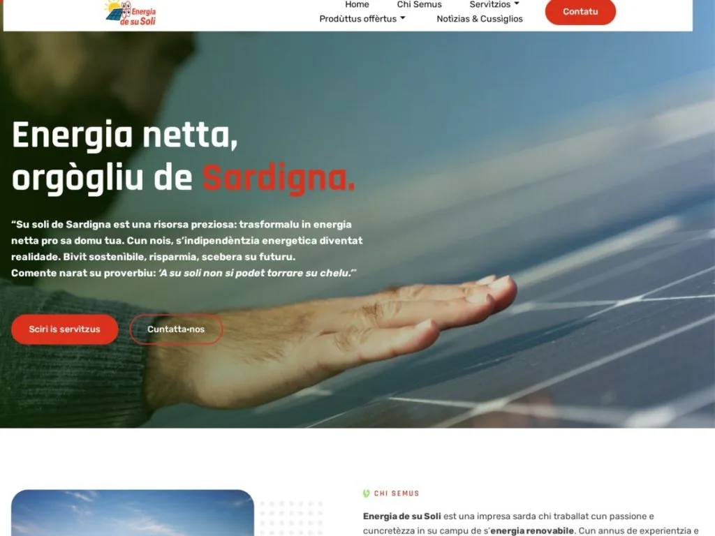 Screenshot del sito Energia de su Soli