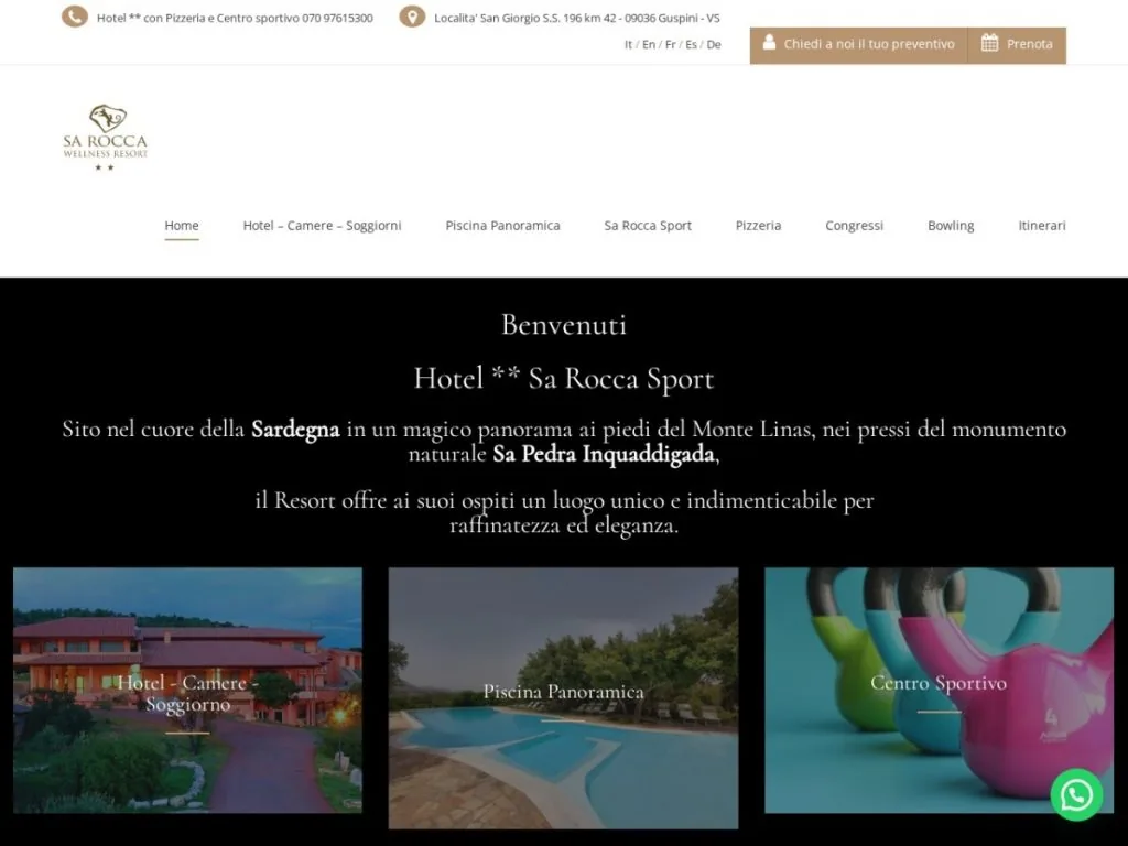Screenshot del sito Sa Rocca Hotel & Resort