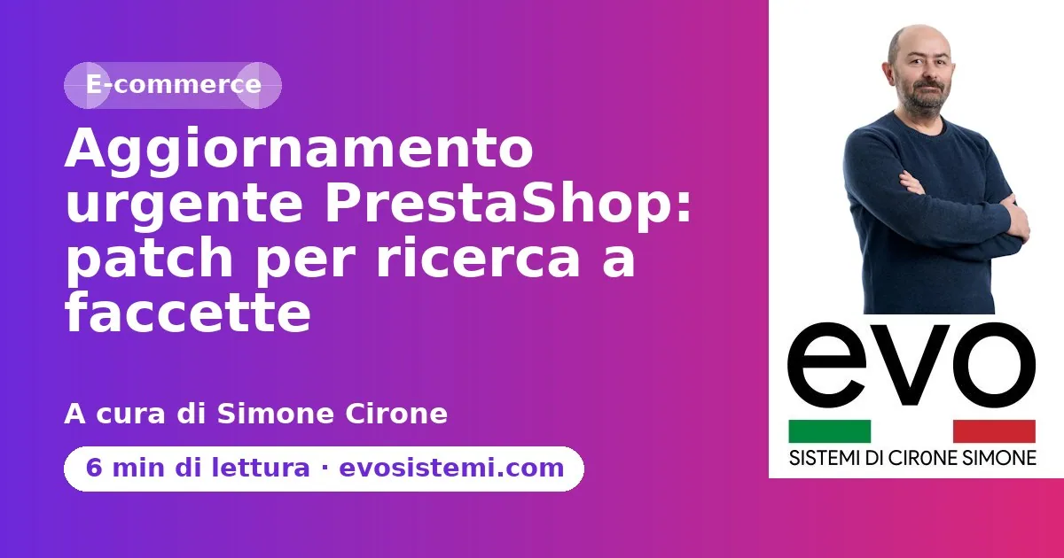 Aggiornamento urgente PrestaShop: patch per ricerca a faccette