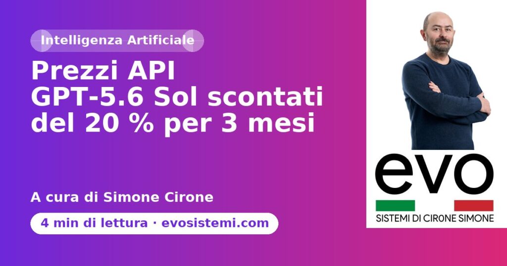 Prezzi API GPT‑5.6 Sol scontati del 20 % per 3 mesi
