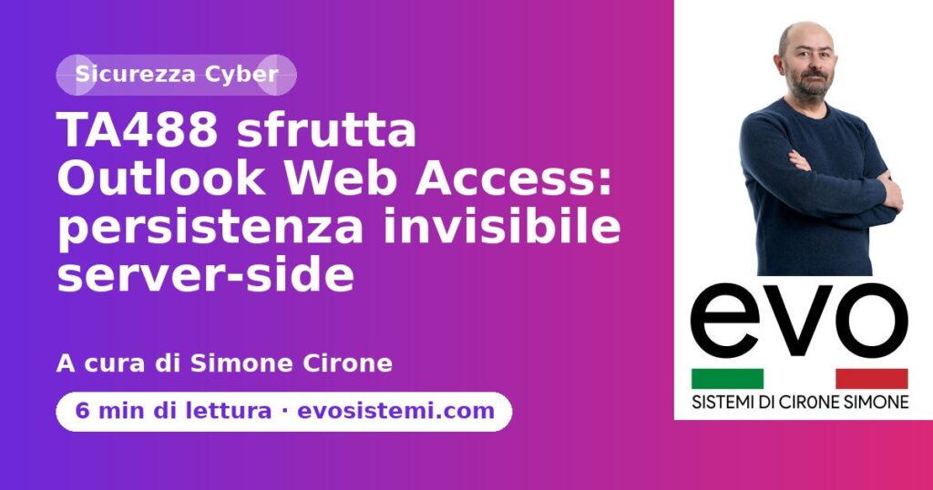 TA488 sfrutta Outlook Web Access: persistenza invisibile server-side